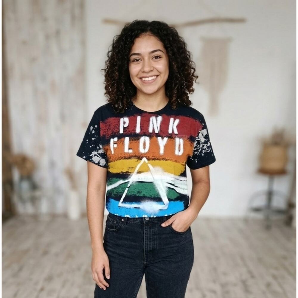 Pink Floyd Dark Side of the Moon Liquid Blue T-Shirt Unisex Size M Black